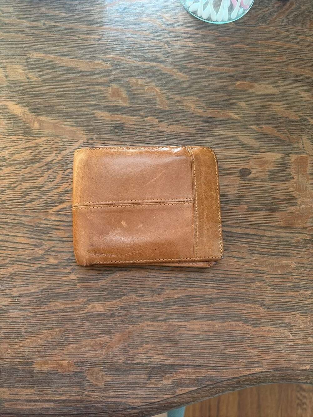 Vintage Brown Leather Bifold Wallet With Card Slots And Zipper Pocket
